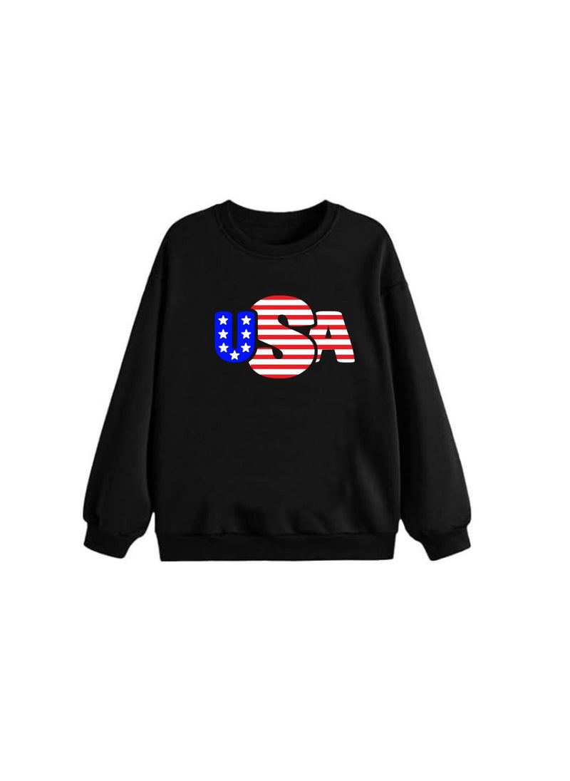 USA Printed Women's Sweatshirt–Full Sleeve,Soft Cotton Fabric|Comfortable&Stylish|Casual Sweatshirt For Everyday Wear|Sweatshirt For Women's