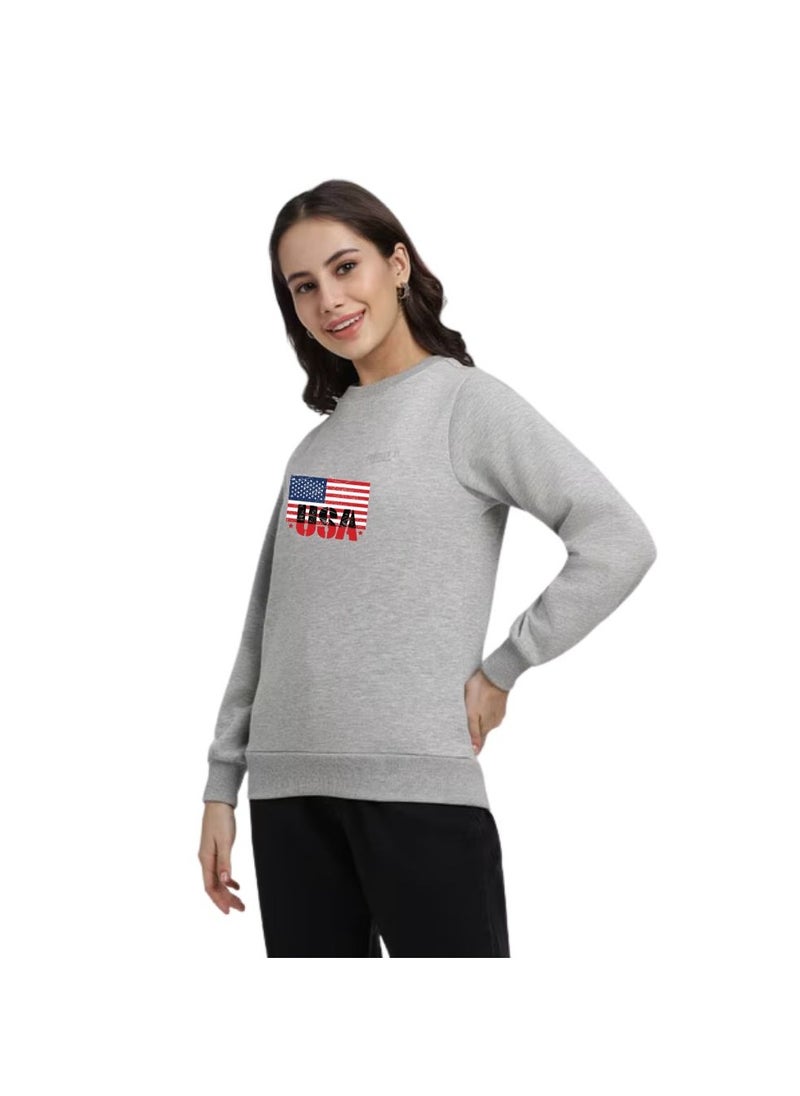 USA Printed Women's Sweatshirt–Full Sleeve,Soft Cotton Fabric|Comfortable&Stylish|Casual Sweatshirt For Everyday Wear|Sweatshirt For Women's