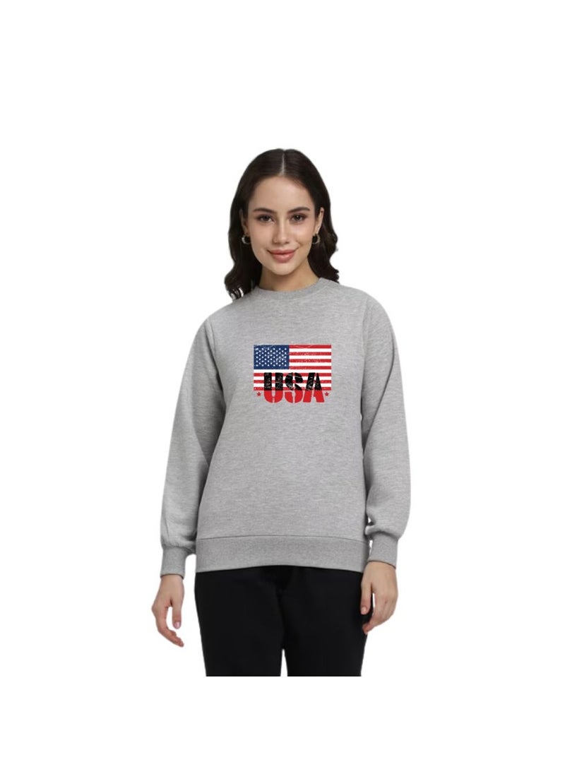 USA Printed Women's Sweatshirt–Full Sleeve,Soft Cotton Fabric|Comfortable&Stylish|Casual Sweatshirt For Everyday Wear|Sweatshirt For Women's