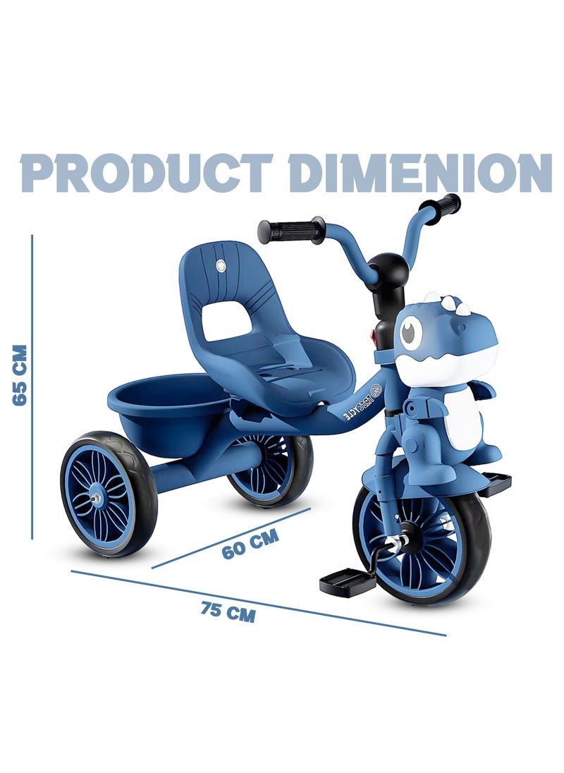 Tricycle for Kids, Baby Cycle with Light and Music, Kids Tricycle with Back Storage Basket & 3 Wheels, Kids Cycle Bike For 2 to 5 Years Boys Girls Blue