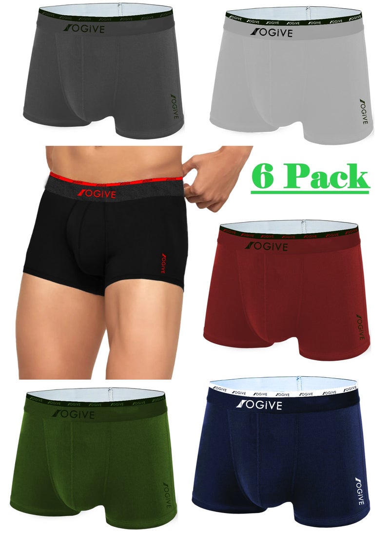 Premium Mens Underwear Boxer Trunks Ultrasoft Stretch 6 Pack