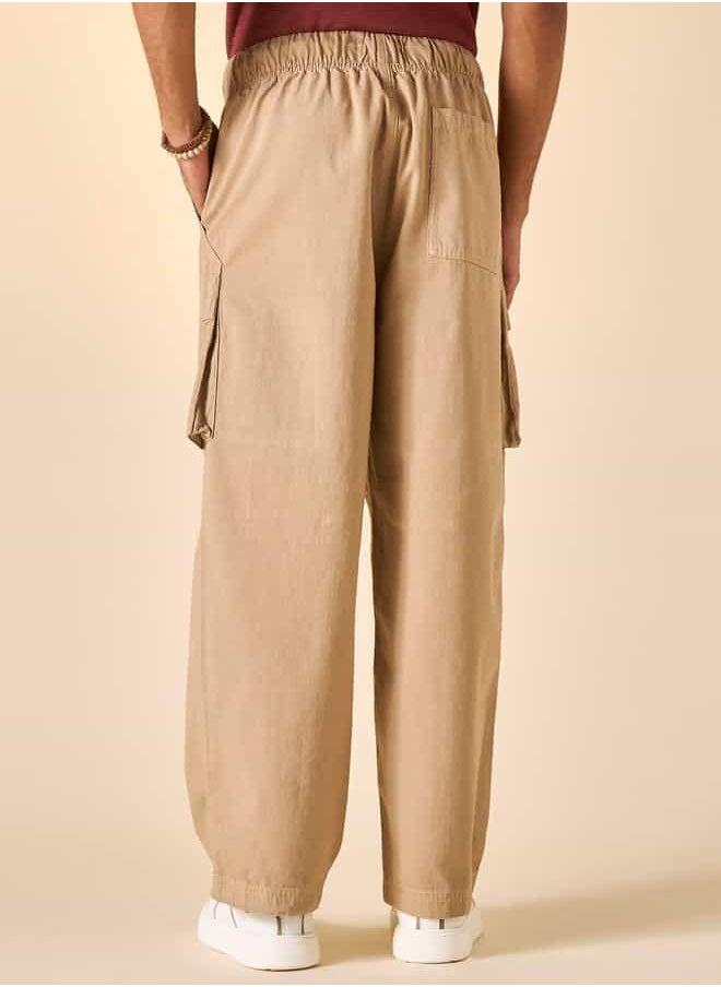 Lee Cooper Checked Cargo Pants with Drawstring Closure