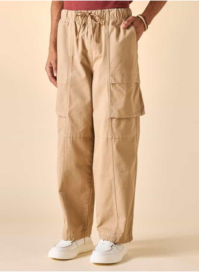 Lee Cooper Checked Cargo Pants with Drawstring Closure