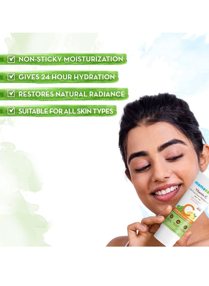 MAMAEARTH Vitamin C Oil-Free Face Moisturizer | Skin Illumination with Gotu Kola | Reduces Dryness & Restores Radiance | Non-Sticky Moisturization | 2.71 Fl Oz (80ml)
