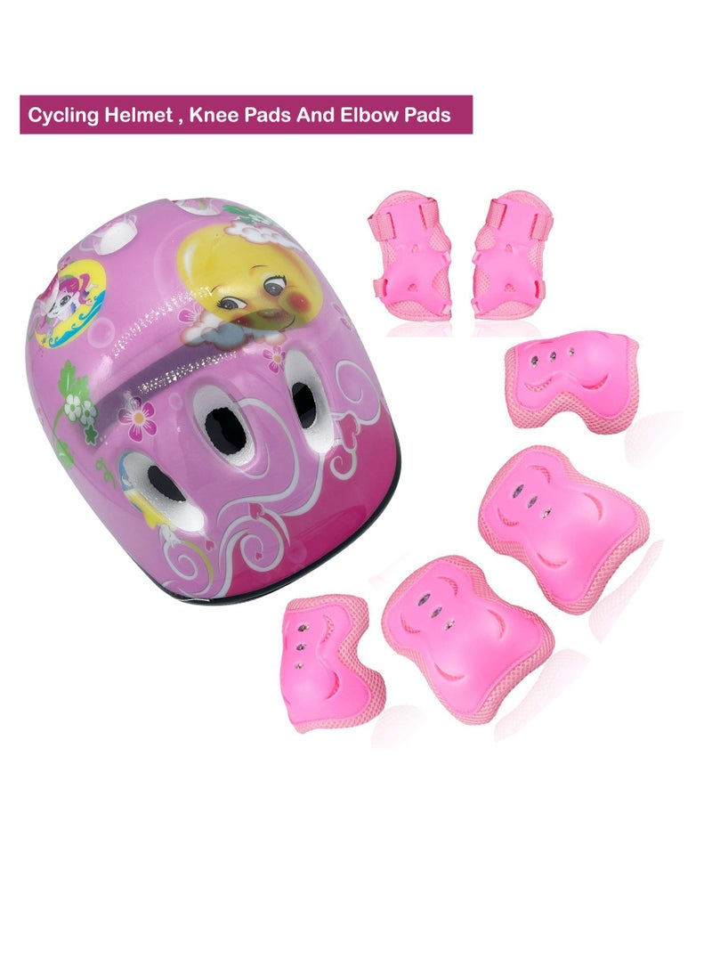 Kids Bike Helmet Set Skateboard Knee Pads - Kids Helmet Elbow Pads Wrist Guards Adjustable for 3~10yrs Girl Boy Kids Protective Gear Set for Sport Cycling Bike Roller Skating Scooter