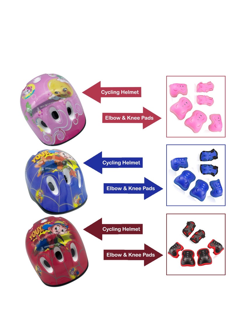 Kids Bike Helmet Set Skateboard Knee Pads - Kids Helmet Elbow Pads Wrist Guards Adjustable for 3~10yrs Girl Boy Kids Protective Gear Set for Sport Cycling Bike Roller Skating Scooter