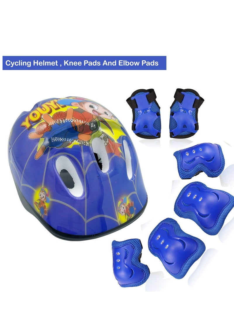 Kids Bike Helmet Set Skateboard Knee Pads - Kids Helmet Elbow Pads Wrist Guards Adjustable for 3~10yrs Girl Boy Kids Protective Gear Set for Sport Cycling Bike Roller Skating Scooter