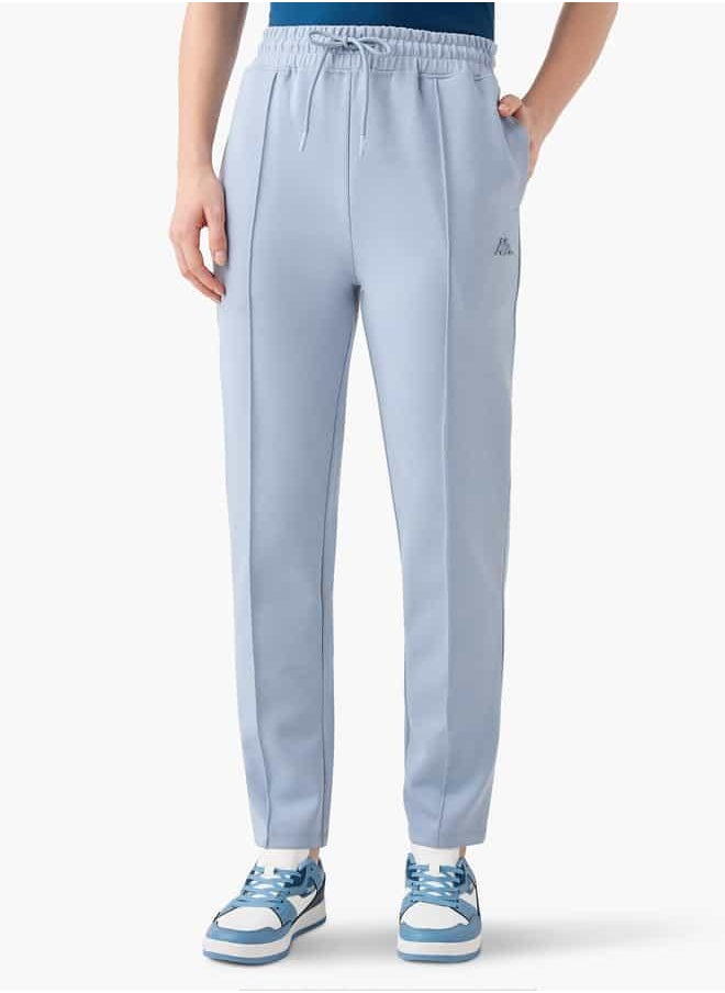 Kappa Logo Pintuck Detail Track Pants with Pockets and Drawstring Closure