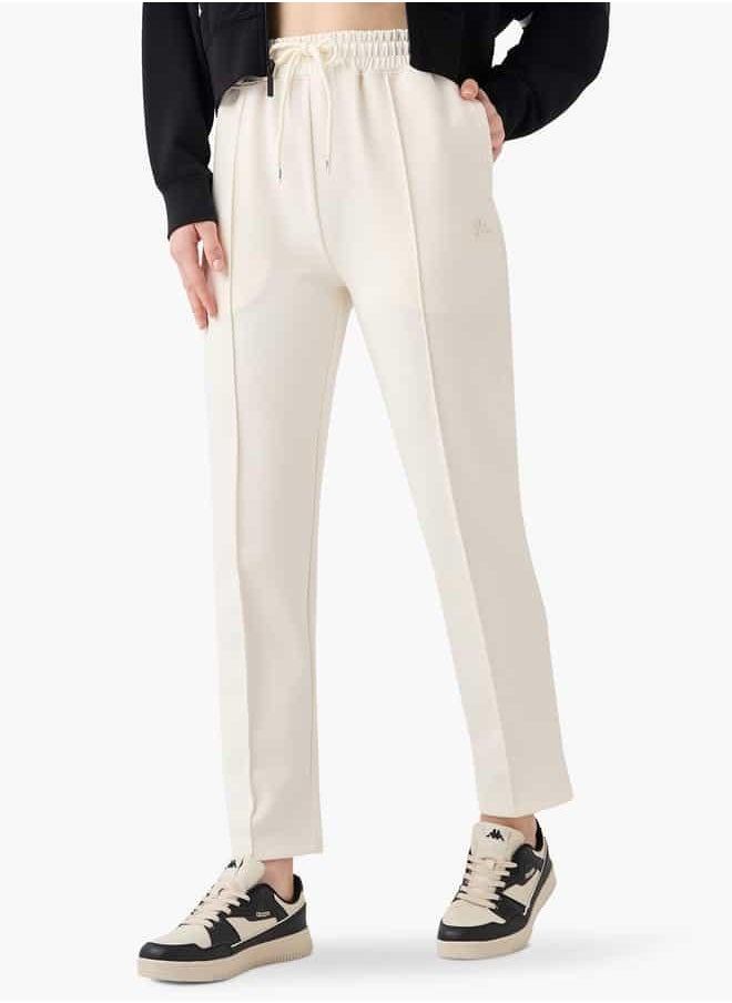 Kappa Logo Pintuck Detail Track Pants with Pockets and Drawstring Closure