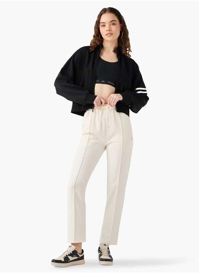 Kappa Logo Pintuck Detail Track Pants with Pockets and Drawstring Closure