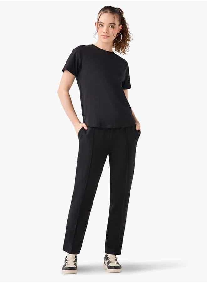 Kappa Logo Pintuck Detail Track Pants with Pockets and Drawstring Closure