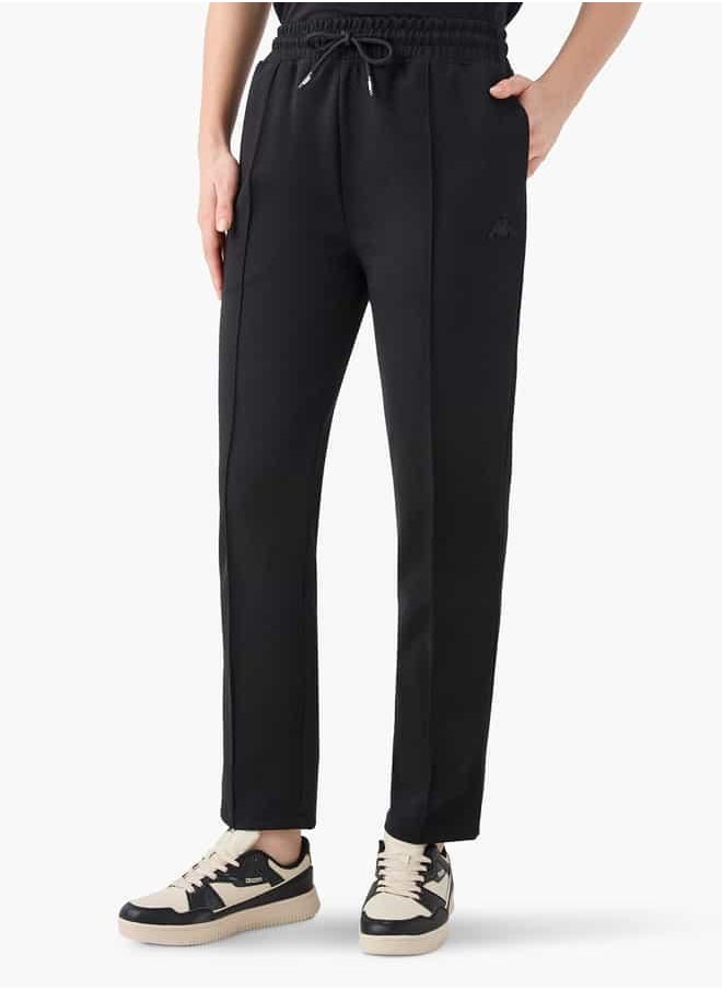 Kappa Logo Pintuck Detail Track Pants with Pockets and Drawstring Closure