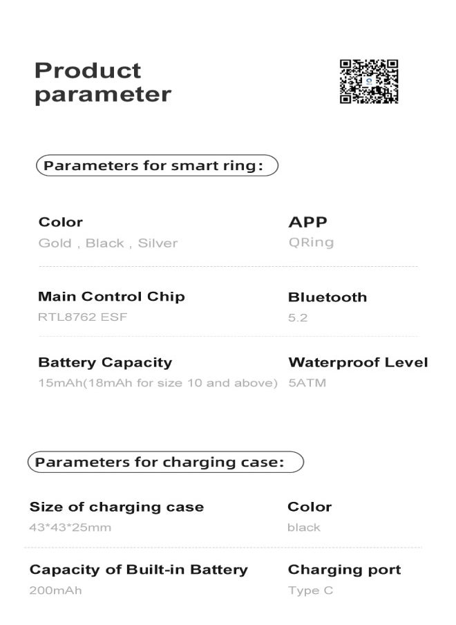 COLMI R09 Smart Ring For Men Women with Charging Case, Body Temperature Health and Sleep Monitor For Xiaomi Samsung iPhone