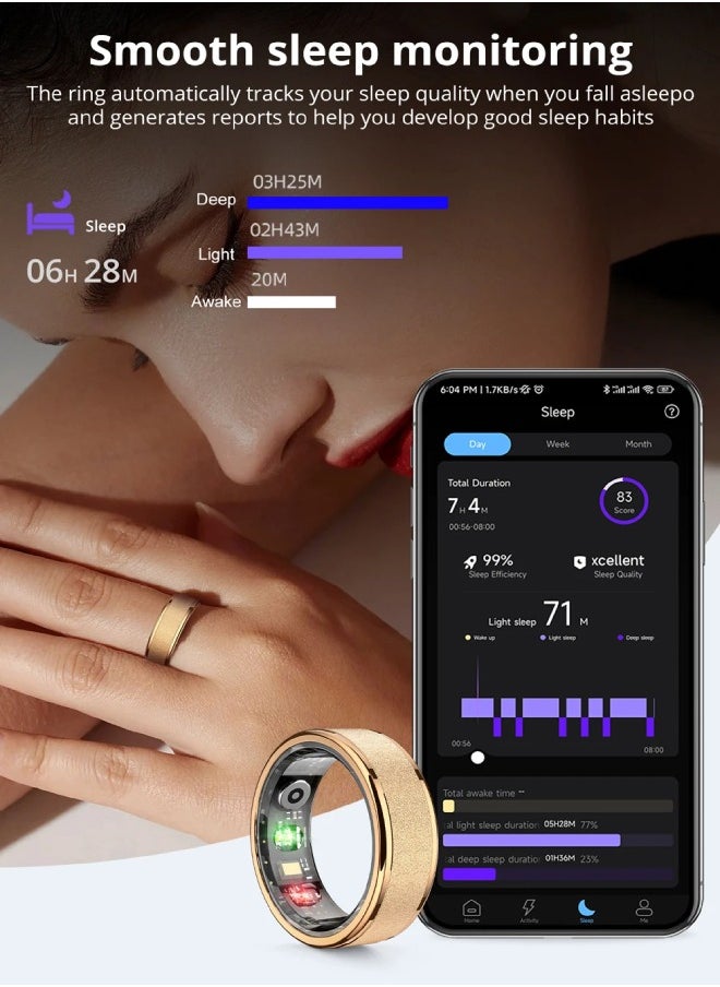 COLMI R10 Smart Ring with Charging Case for Men Women, Health and Sleep Monitor, 5ATM Waterproof Multi-sport Mode