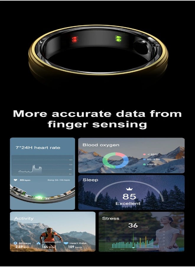 COLMI R06 Smart Ring with Charging Case for Men Women, Heart Rate and Oxygen Monitor IP68 & 5ATM Waterproof, Sport