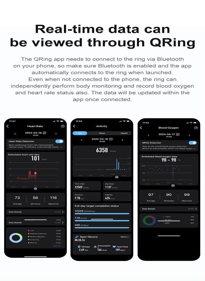 COLMI R06 Smart Ring with Charging Case for Men Women, Heart Rate and Oxygen Monitor IP68 & 5ATM Waterproof, Sport