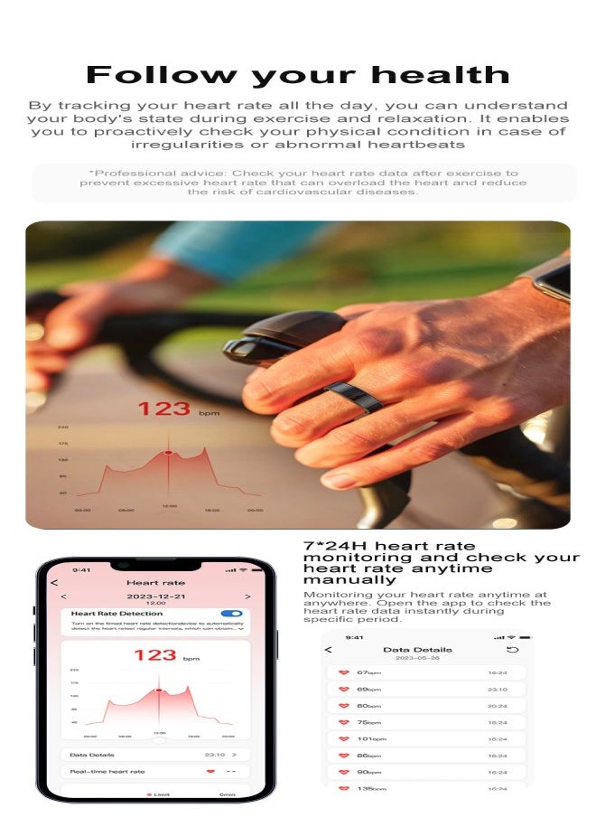 COLMI R02 Smart Ring with Charging Case for Men Women Battery Life 3-5 Days, Health Monitor, 5ATM Waterproof