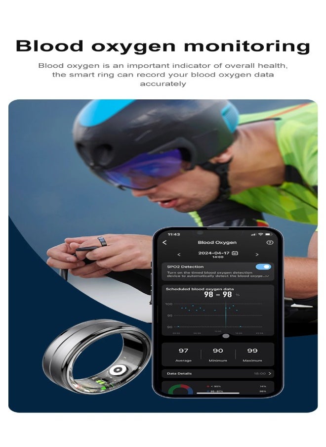 COLMI R06 Smart Ring with Charging Case for Men Women, Heart Rate and Oxygen Monitor IP68 & 5ATM Waterproof, Sport