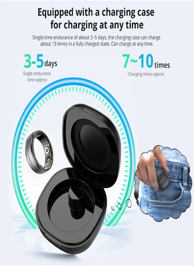 COLMI R06 Smart Ring with Charging Case for Men Women, Heart Rate and Oxygen Monitor IP68 & 5ATM Waterproof, Sport