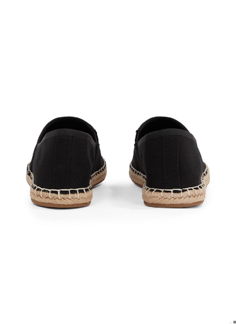 Women's Flag Embroidery Canvas Espadrilles - Cotton, Black