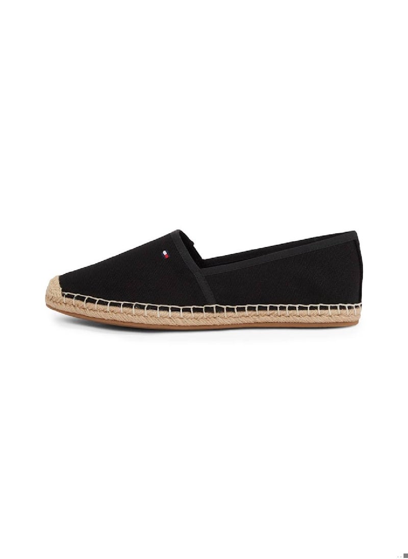 Women's Flag Embroidery Canvas Espadrilles - Cotton, Black