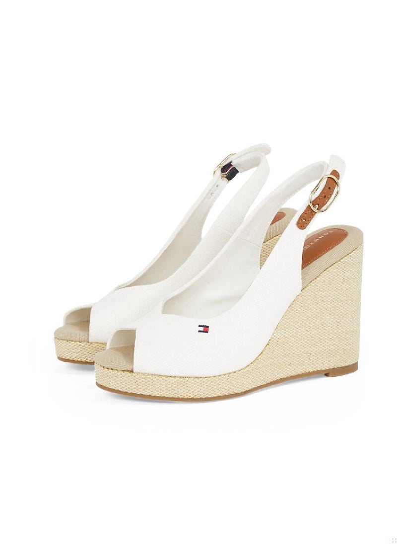Women's High Wedge Espandrille - Cotton, White