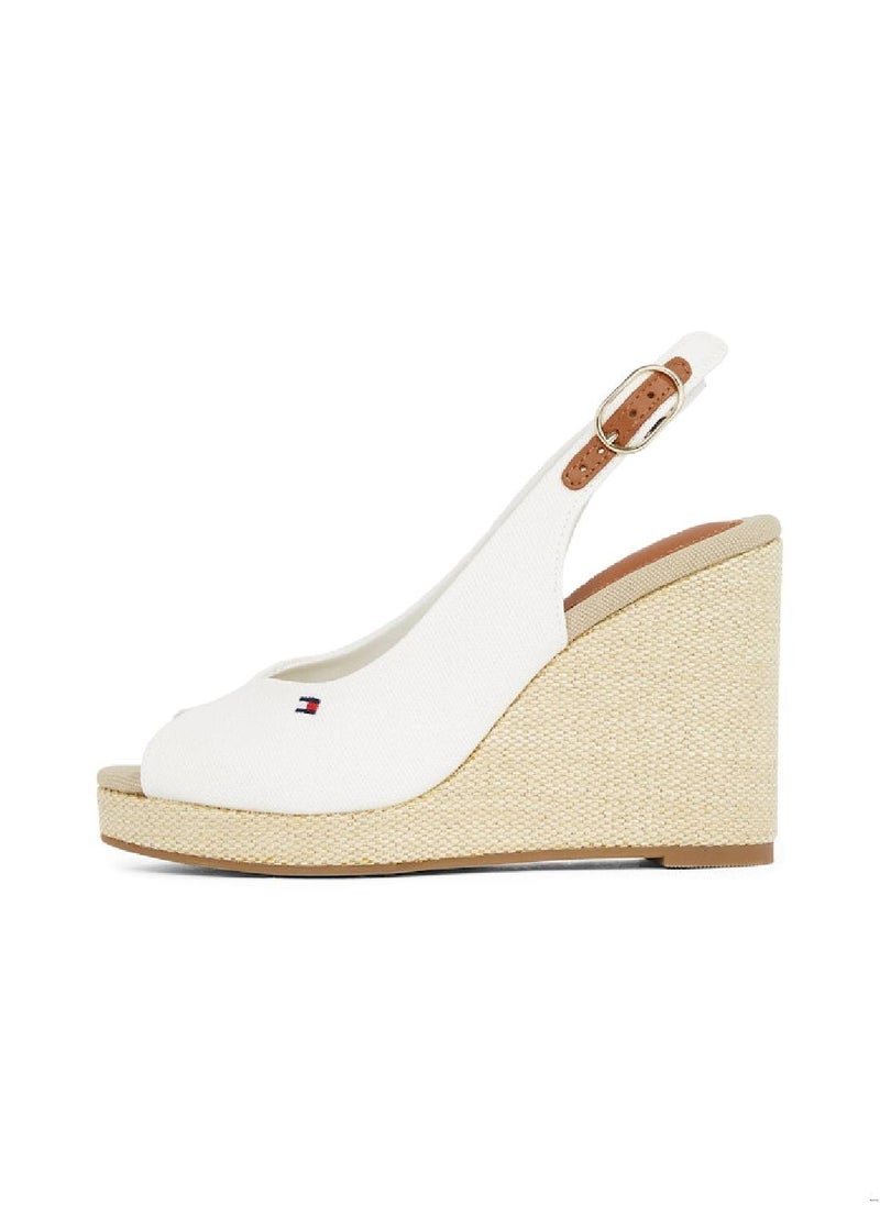 Women's High Wedge Espandrille - Cotton, White