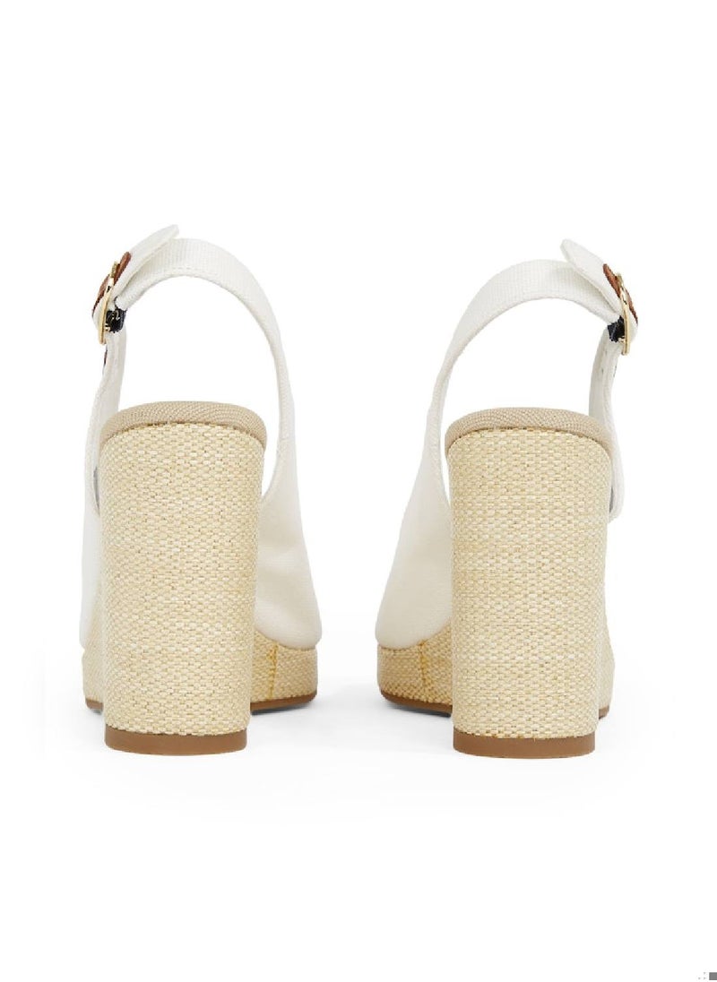 Women's High Wedge Espandrille - Cotton, White