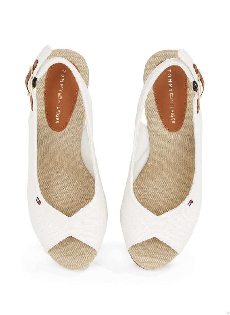 Women's High Wedge Espandrille - Cotton, White