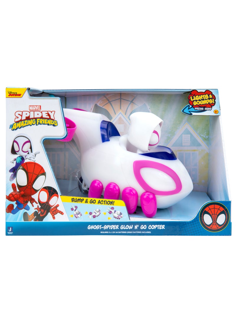 Spidey N Friends Ghost-Spider Glow N' Go Copter Feature Vehicle | Marvel | Spiderman | Toy Vehicle | Gift for Kids