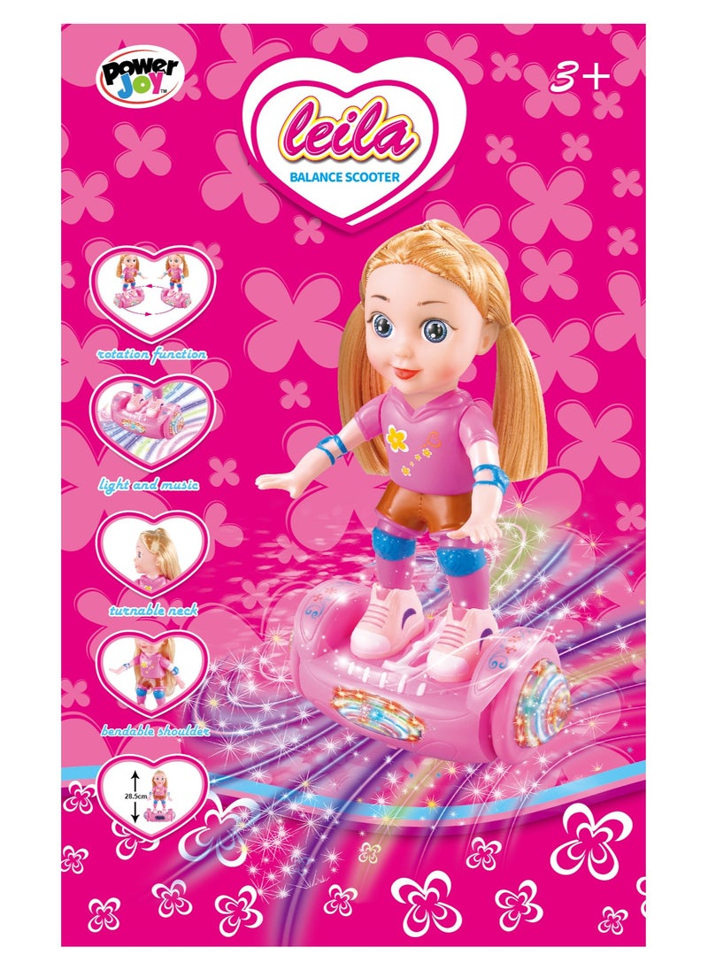 Power Joy Leila Scooter Doll Light & Music 28cm, Battery Operated | Toy Vehicle | Gift for Kids