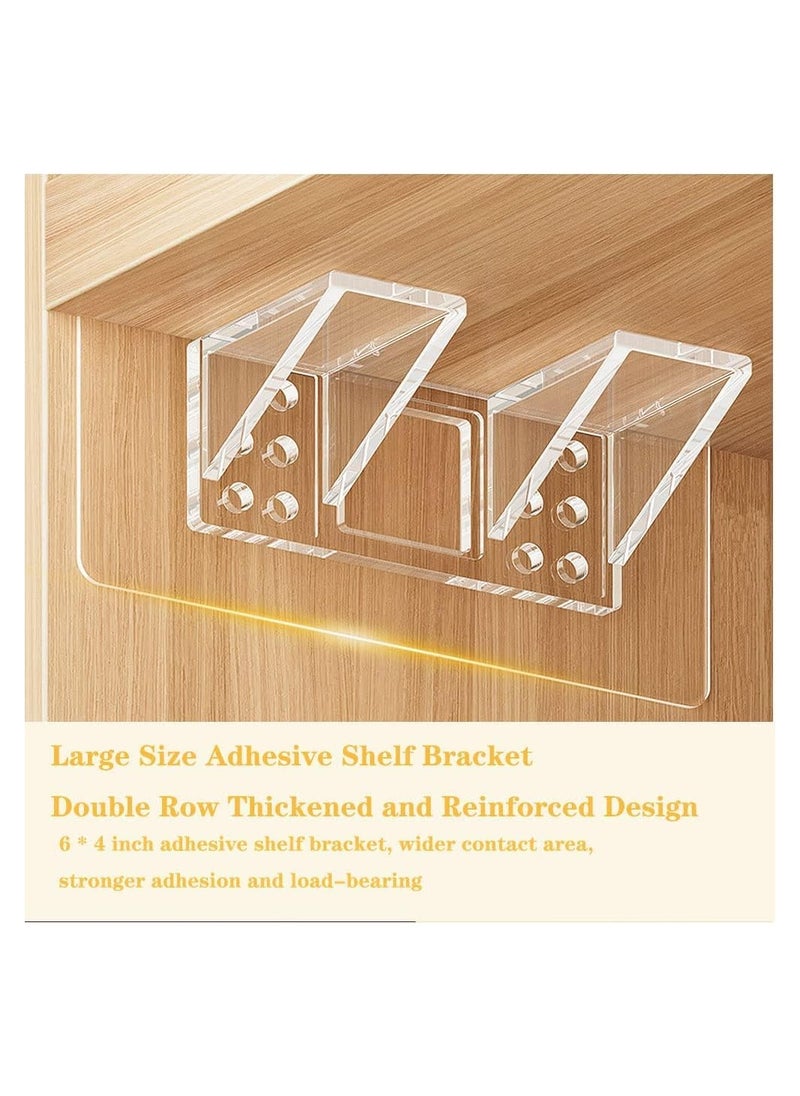 Shelf Support Pegs,12 Pcs Clear Self Cabinet Adhesive Shelves Clips, Double Row Thickened and Reinforced Design Shelf Support Pegs for Shelves Kitchen Cabinet Book Closet
