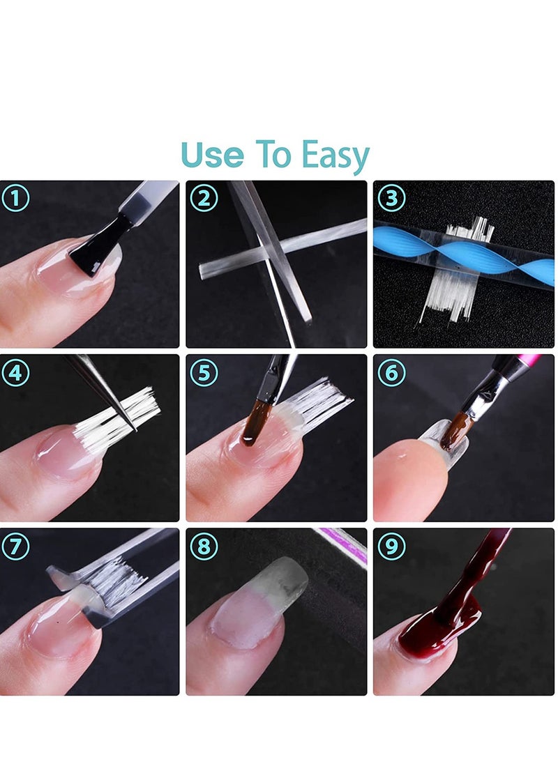 False Nail Extension Fiber, 400cm Fiberglass Nail Extension Kit, Adjustable Shape Nails Lengthening Fibers Tools, DIY Fiberglass Nail, Salon Nail Art Personal Home Use