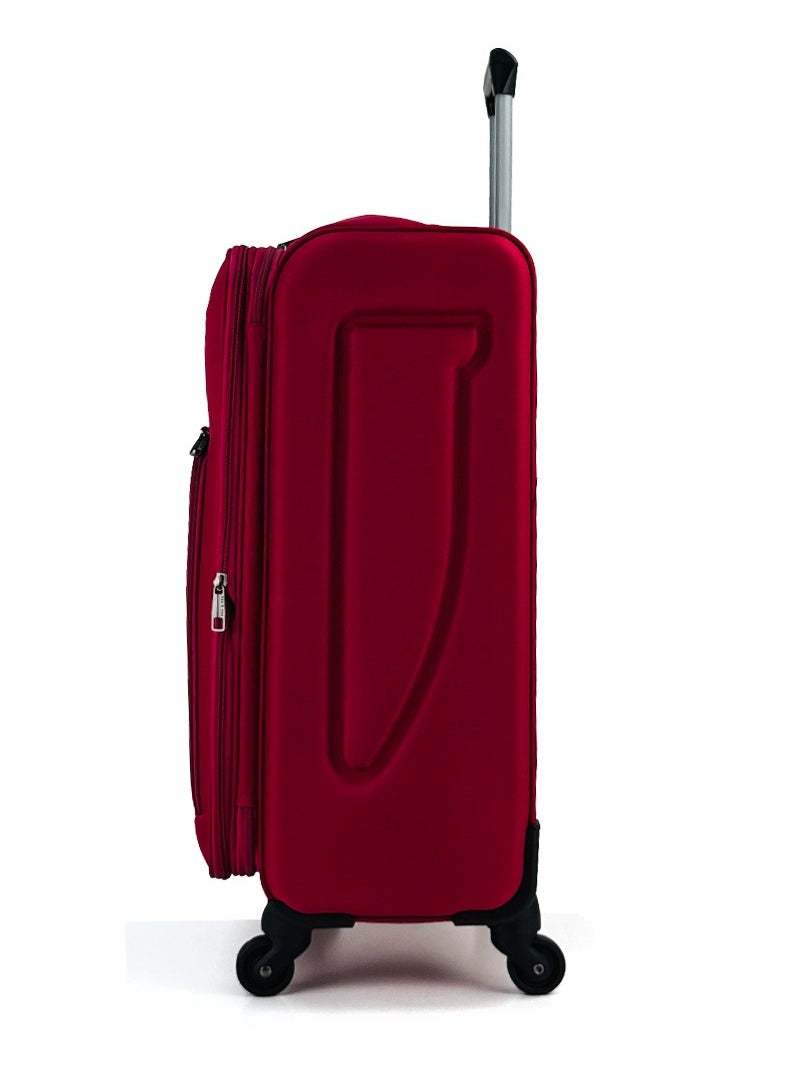 3-Piece Softside Expandable Luggage Set – Lightweight Travel Suitcase with Combination Lock, 360° Spinner Wheels, Durable Nylon-Cotton Fabric, Adjustable Telescopic Handle – Large, Medium & Carry-On Trolley Bags (20''/24''/28'') –Red