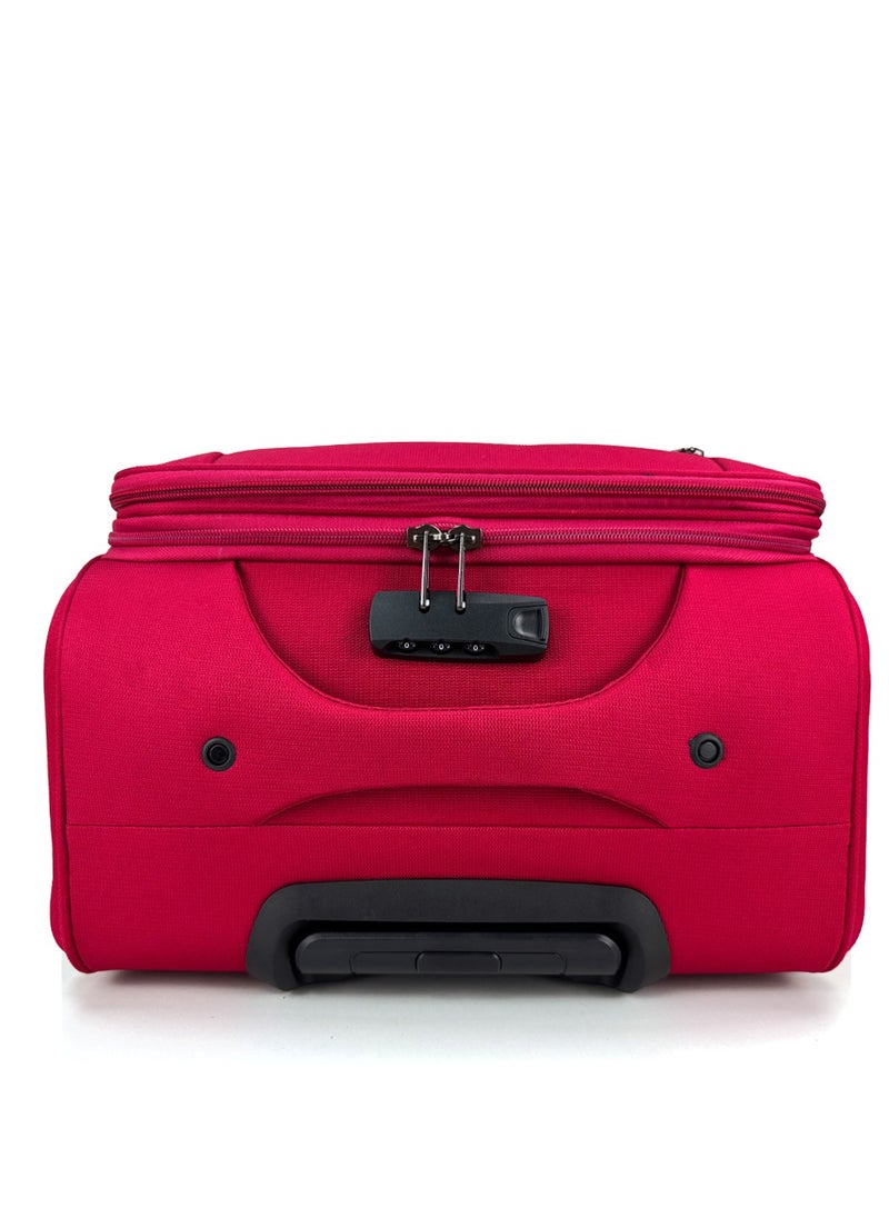 3-Piece Softside Expandable Luggage Set – Lightweight Travel Suitcase with Combination Lock, 360° Spinner Wheels, Durable Nylon-Cotton Fabric, Adjustable Telescopic Handle – Large, Medium & Carry-On Trolley Bags (20''/24''/28'') –Red