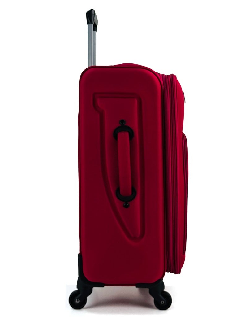 3-Piece Softside Expandable Luggage Set – Lightweight Travel Suitcase with Combination Lock, 360° Spinner Wheels, Durable Nylon-Cotton Fabric, Adjustable Telescopic Handle – Large, Medium & Carry-On Trolley Bags (20''/24''/28'') –Red
