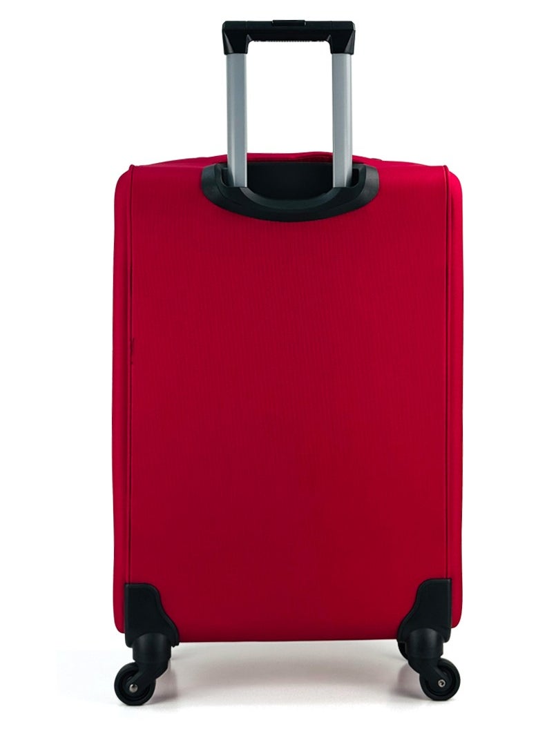 3-Piece Softside Expandable Luggage Set – Lightweight Travel Suitcase with Combination Lock, 360° Spinner Wheels, Durable Nylon-Cotton Fabric, Adjustable Telescopic Handle – Large, Medium & Carry-On Trolley Bags (20''/24''/28'') –Red
