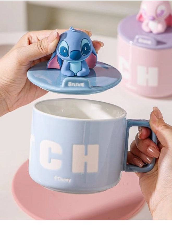 Stitch Ceramic Coffee Mug with Character Lid