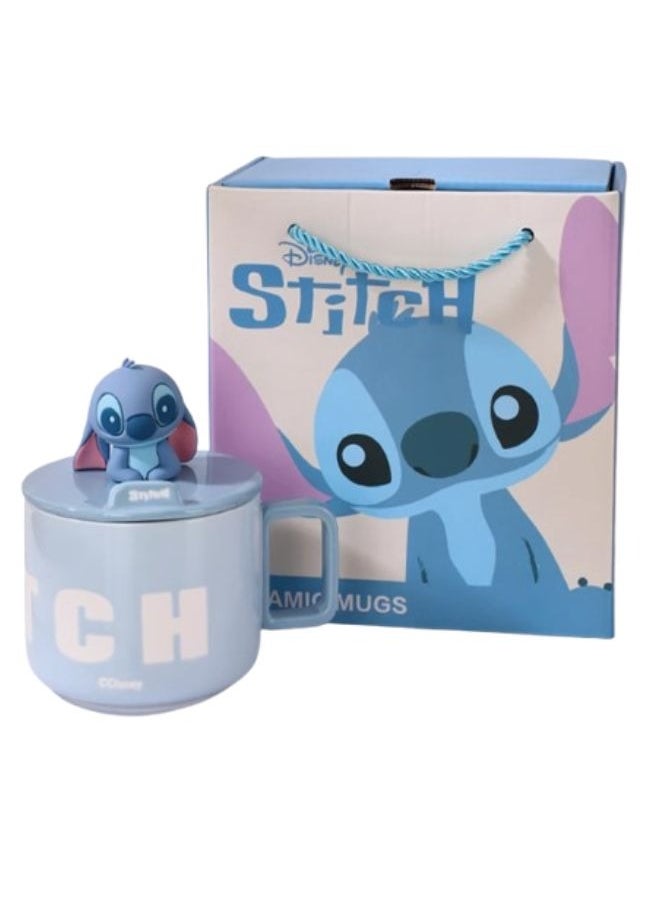Stitch Ceramic Coffee Mug with Character Lid