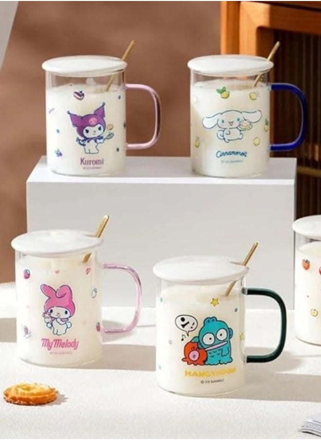 Hello Kitty Glass Mug with Lid and Straw