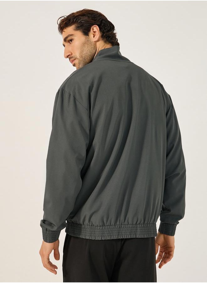 Relaxed Fit High Neck Jacket with Mesh Lining