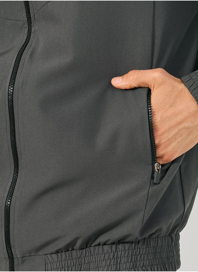 Relaxed Fit High Neck Jacket with Mesh Lining