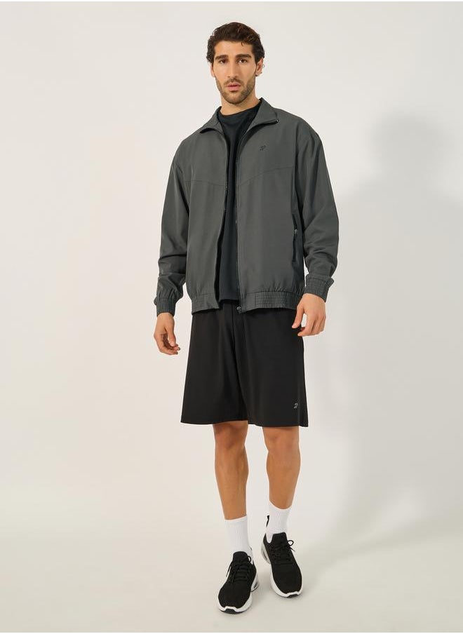 Relaxed Fit High Neck Jacket with Mesh Lining