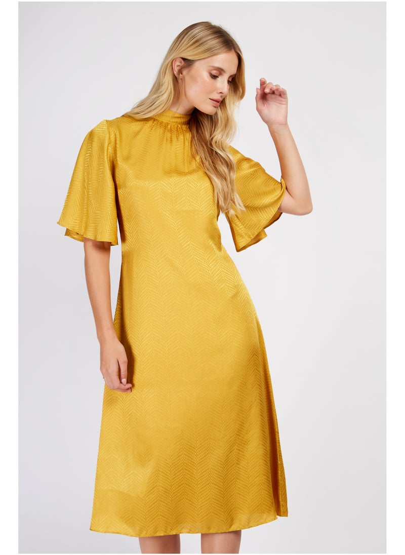 Little Mistress Gold Satin Midi