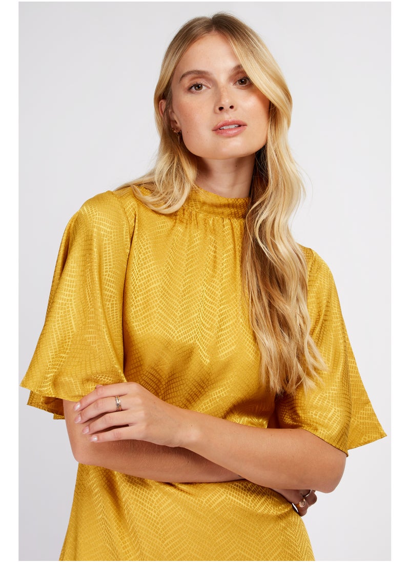 Little Mistress Gold Satin Midi
