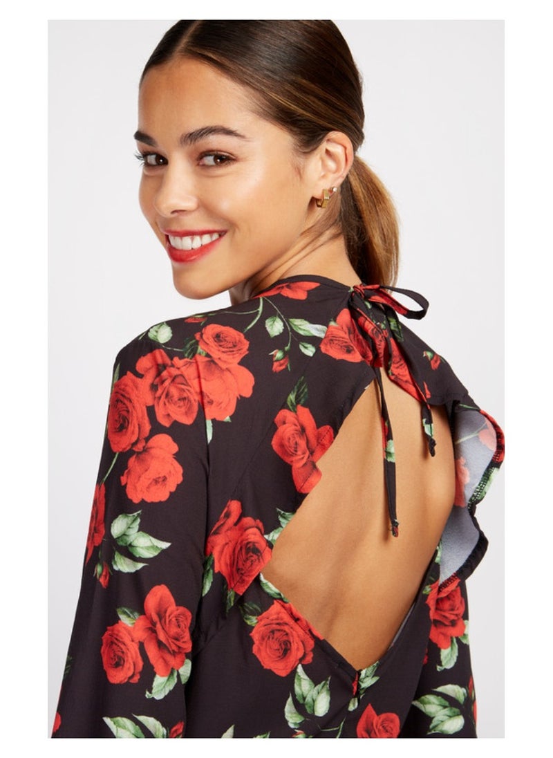 Little Mistress Floral Crepe Maxi Dress