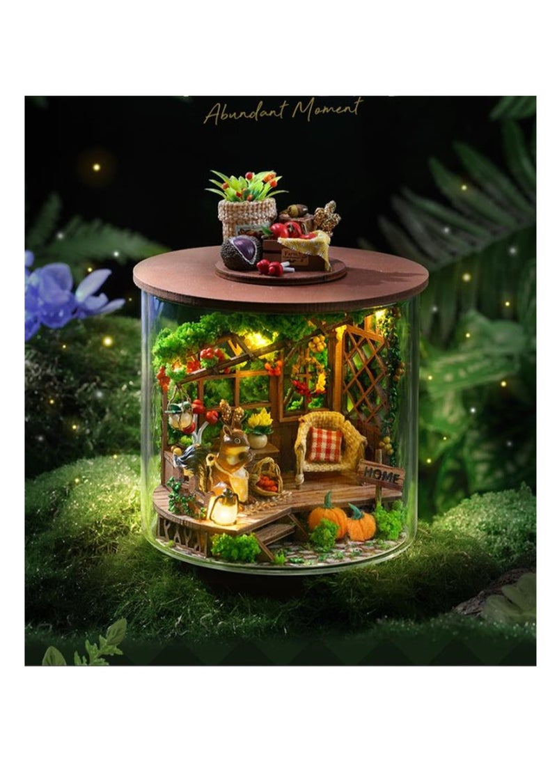 DIY Miniature Dollhouse Kit, Azonee Dollhouse with LED Light Dust Coverand Furniture, Handmade Bookshelf Decor for Adults
