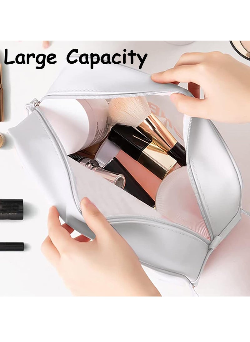 Portable Travel Toiletry Bag,Large Capacity Travel Cosmetic Bags,Translucent,Waterproof,Cute Makeup Cosmetic Bag Set,3pcs(White)