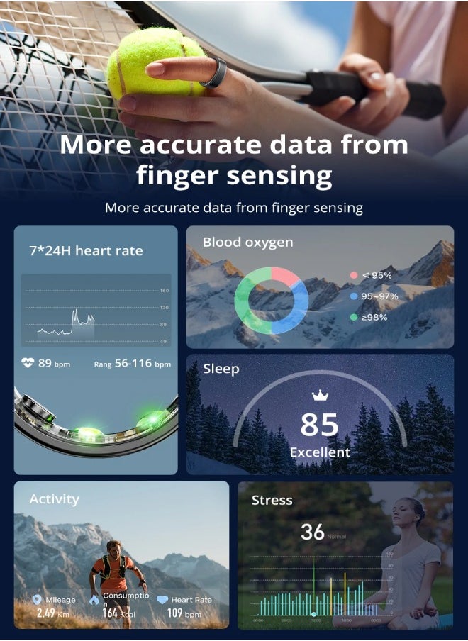 COLMI R03 Smart Ring Men Women, Long Battery Life , Health Monitor, IP68 & 5ATM Waterproof, Multi-sport Mode