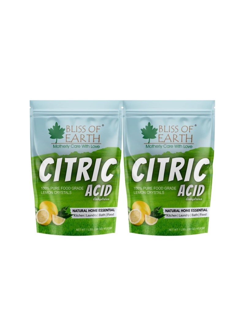 Bliss of Earth Anhydrous Citric Acid Powder For Food Bath Bombs Cleaning & Preserving 453GM